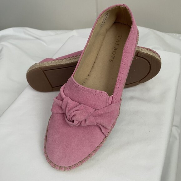 Talbots Women's Izzy Knot Espadrilles Shoes Size 7 Pink Suede Leather Cushioned - Picture 12 of 14